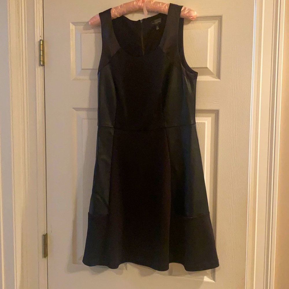 Med (6-8) cocktail dress black with leather/pleather